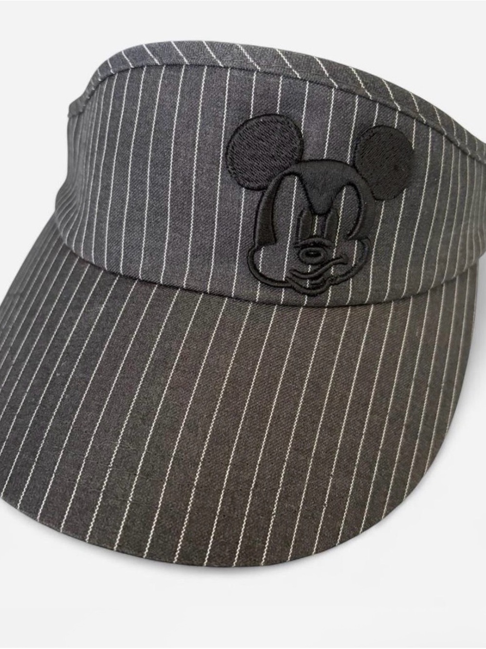 Disney Black Pinstripe Visor with Embroidered Mickey